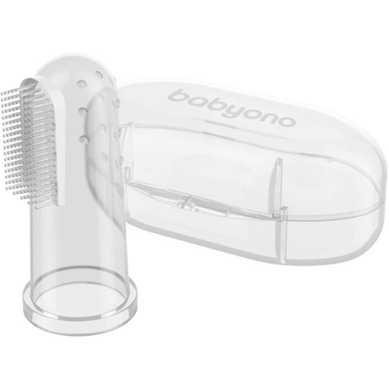 BabyOno BabyOno Take Care First Toothbrush детска четка за зъби за върху пръст с калъфка Transparent 1 бр. - Унисекс парфюм - Сравни цени от 1 магазин с безплатна доставка