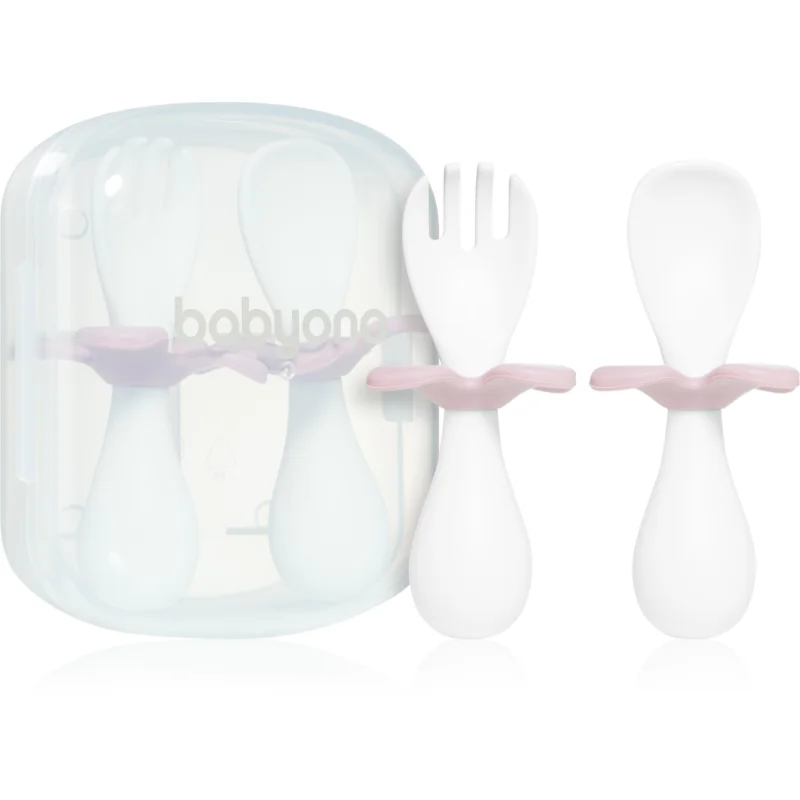 BabyOno Be Active Ergonomic Utensils for Children прибор Pink 12 m+