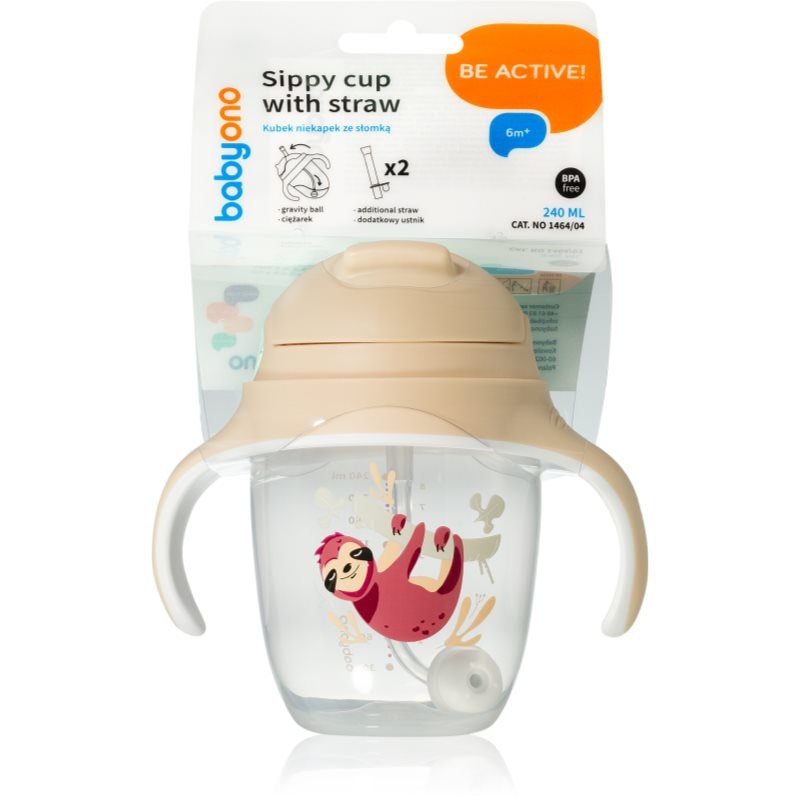 BabyOno Be Active Sippy Cup with Weighted Straw преходна чаша със сламка 6 m+ Sloth - За деца - Сравни цени от 1 магазин с безплатна доставка