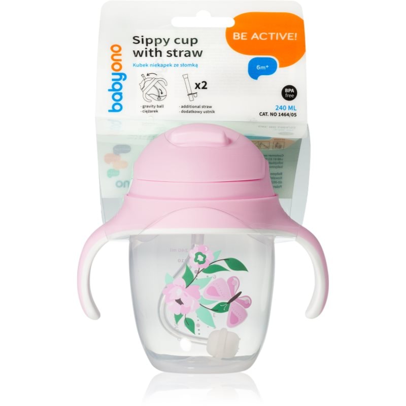 BabyOno Be Active Sippy Cup with Weighted Straw преходна чаша със сламка 6 m+ Butterfly - За деца - Сравни цени от 1 магазин с безплатна доставка