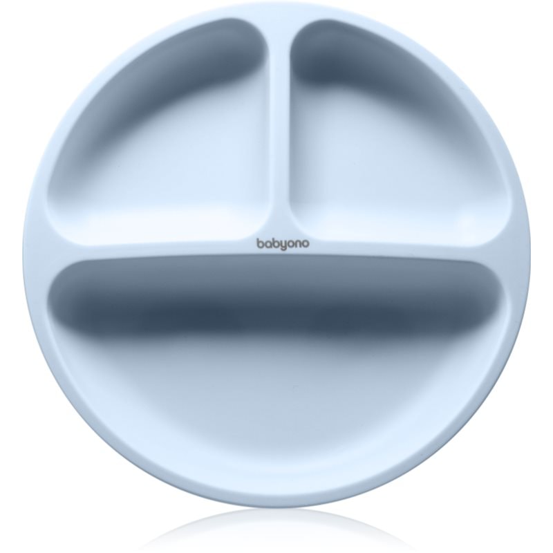 BabyOno Siilicone Plate 6m+ разделена чиния с вендуза Blue - За деца - Сравни цени от 1 магазин с безплатна доставка