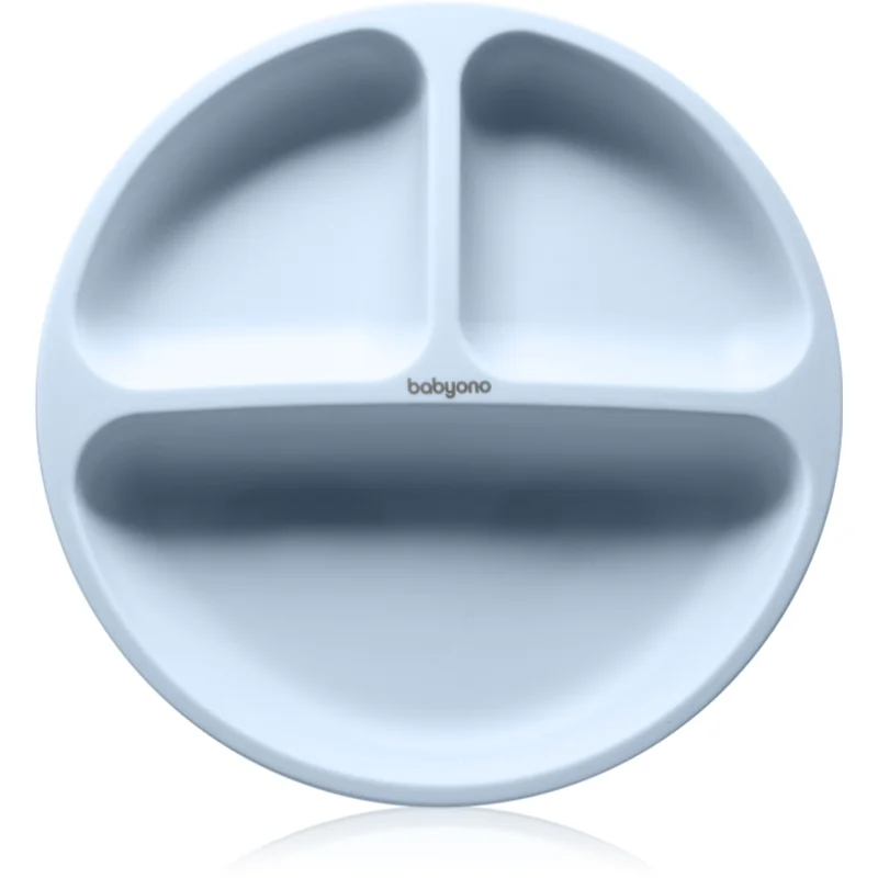 BabyOno Siilicone Plate 6m+ разделена чиния с вендуза Blue - За деца - Сравни цени от 1 магазин с безплатна доставка