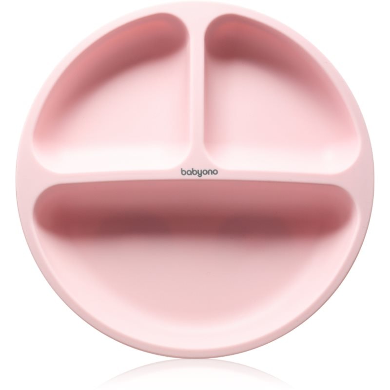 BabyOno Siilicone Plate 6m+ разделена чиния с вендуза Pink - За деца - Сравни цени от 1 магазин с безплатна доставка