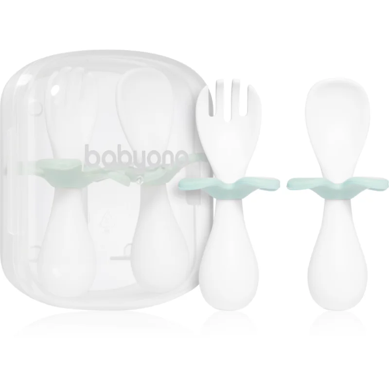 BabyOno Spoon and Fork 12m+ прибор с калъфка Mint - За деца - Сравни цени от 1 магазин с безплатна доставка