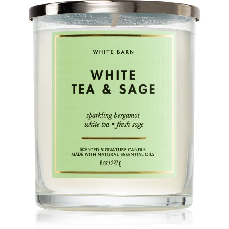 Bath & Body Works Bath & Body Works White Tea & Sage ароматна свещ 227 гр. - Унисекс парфюм 227мл - Сравни цени от 1 магазин с безплатна доставка