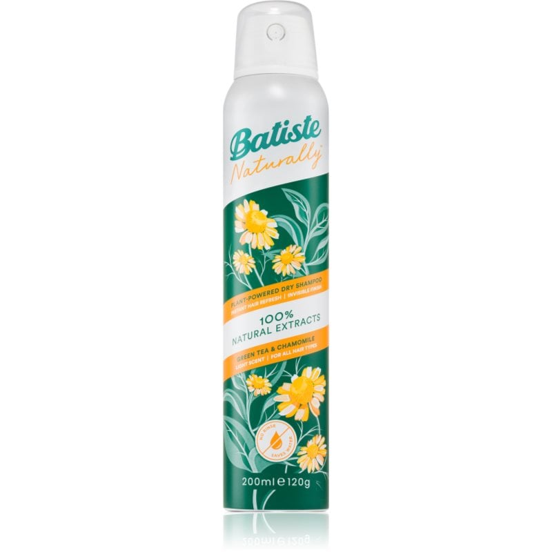 Batiste Naturally Green tea & Chamomile сух шампоан за абсорбиране на излишния себум а освежаване на косата