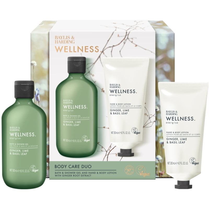Baylis & Harding Wellness. Energise подаръчен комплект за тяло Ginger, Lime & Basil Leaf