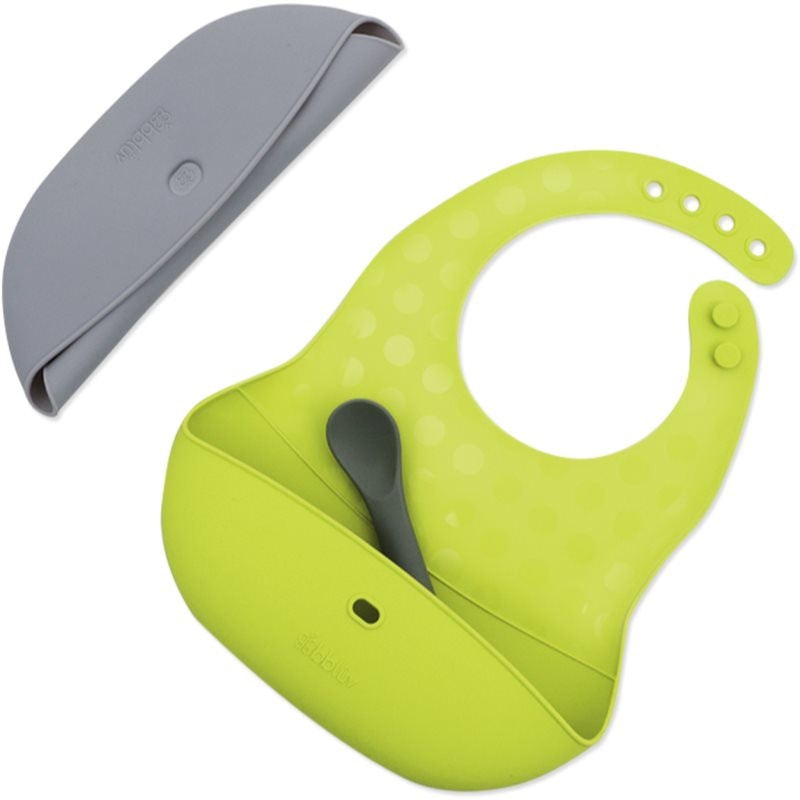 BBLÜV Pöket лигавник с лъжичка Grey/Lime - За деца - Сравни цени от 1 магазин с безплатна доставка