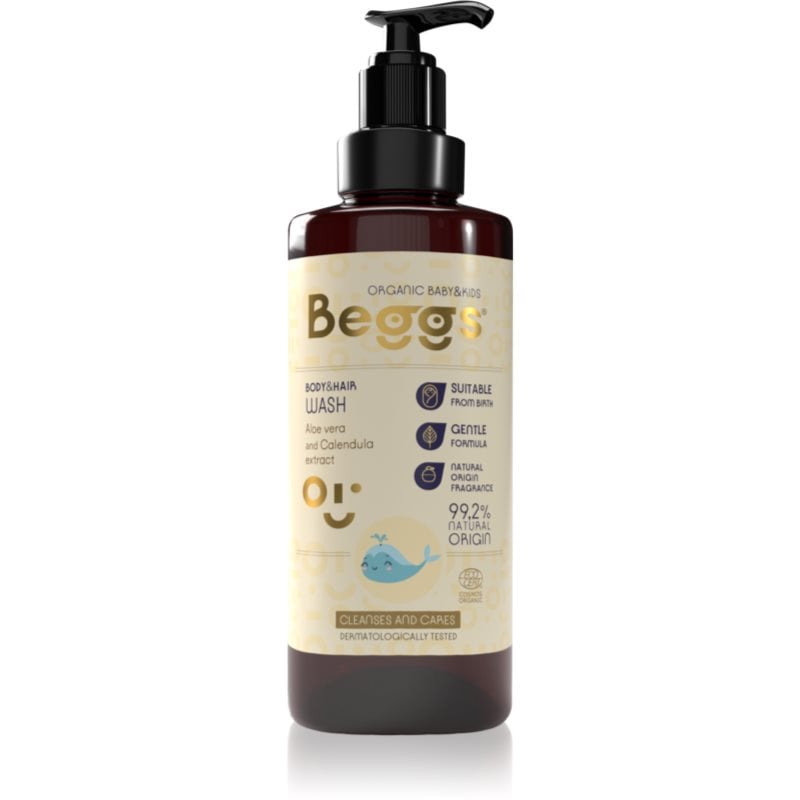 Beggs Organic Baby & Kids Body & Hair Wash душ гел за тяло и коса за деца от раждането им