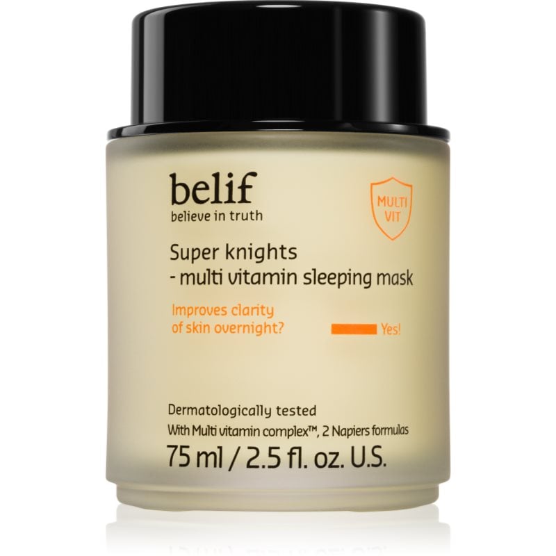belif Super Knights Multi Vitamin Mask интензивна нощна маска за бърза регенерация на суха и дехидратирана кожа за всички типове кожа на лицето