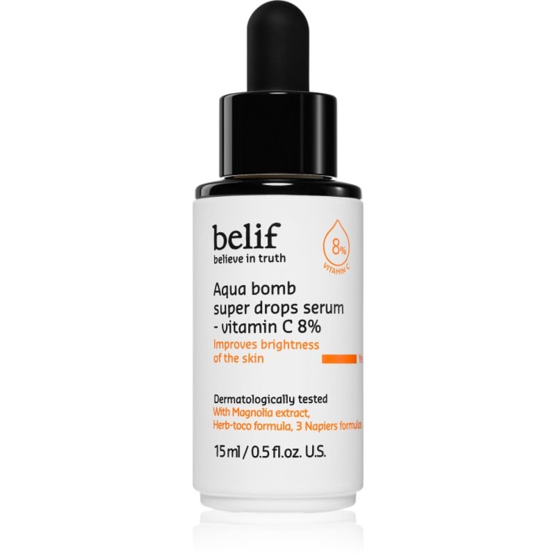 belif Aqua Bomb Super Drops Serum Vitamin C 8% озаряващ серум с витамин С с анти-бръчков ефект