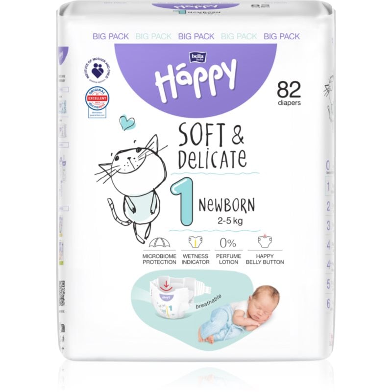 BELLA Baby Happy Soft & Delicate Size 1 Newborn еднократни пелени 2-5 kg