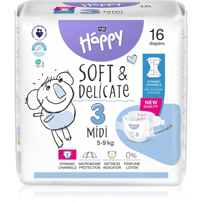 BELLA Baby Happy Soft & Delicate Size 3 MIdi еднократни пелени 5-9 kg