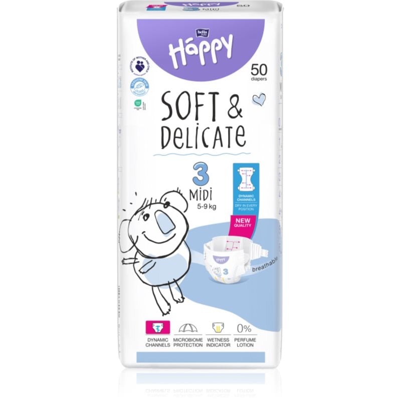 BELLA Baby Happy Soft & Delicate Size 3 MIdi еднократни пелени 5-9 kg