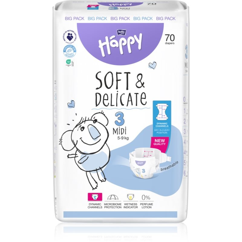 Bella Baby Happy Soft & Delicate Size 3 Midi еднократни пелени 5-9 kg - За деца - Сравни цени от 1 магазин с безплатна доставка