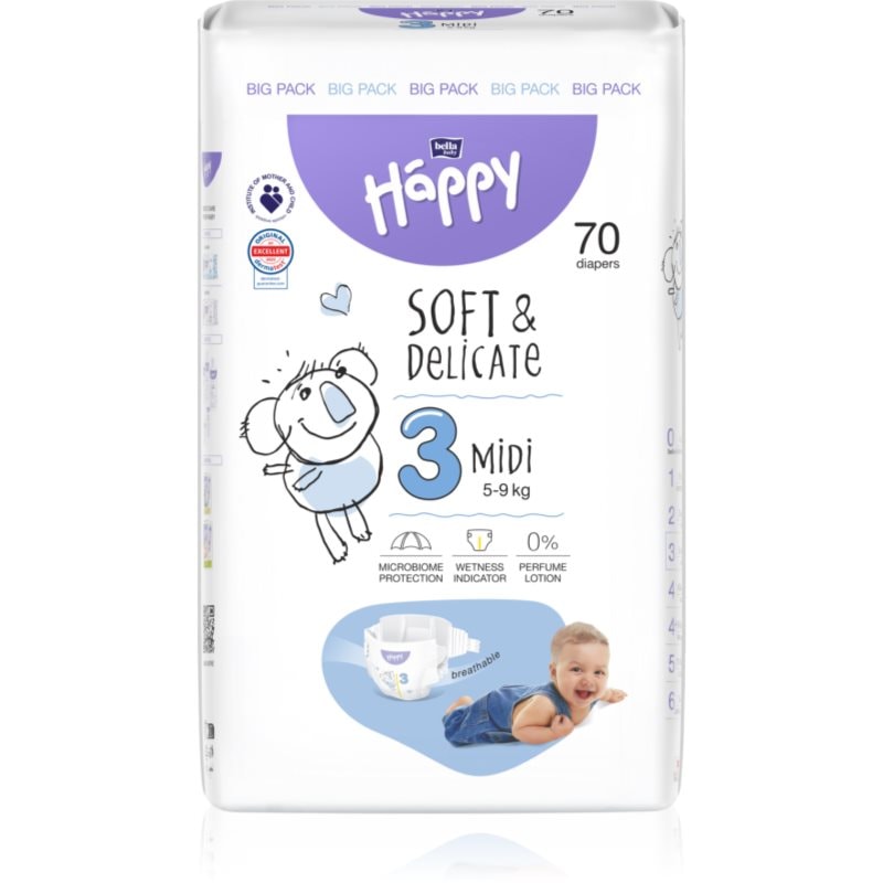 Bella Baby Happy Soft & Delicate Size 3 Midi еднократни пелени 5-9 kg - За деца - Сравни цени от 1 магазин с безплатна доставка