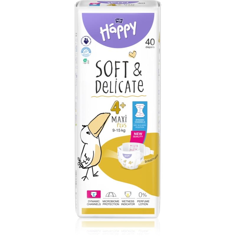 BELLA Baby Happy Soft & Delicate Size 4+ Maxi Plus еднократни пелени 9-15 kg