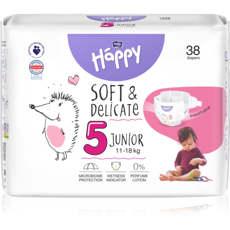 BELLA Baby Happy Soft & Delicate Size 5 Junior еднократни пелени 11-18 kg - За деца - Сравни цени от 1 магазин с безплатна доставка