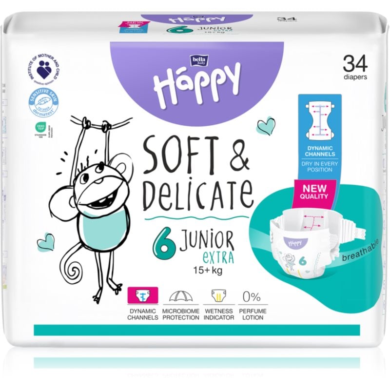 Bella Baby Happy Soft & Delicate Size 6 Junior Extra еднократни пелени 15+ kg