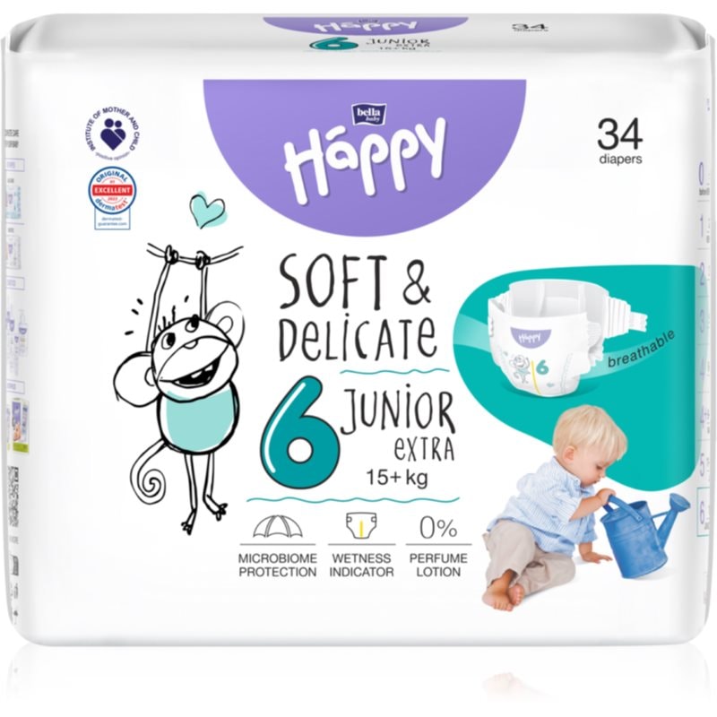 Bella Baby Happy Soft & Delicate Size 6 Junior Extra еднократни пелени 15+ kg - За деца - Сравни цени от 1 магазин с безплатна доставка
