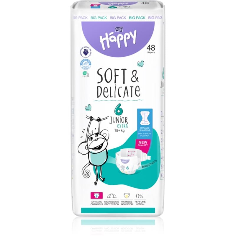 BELLA Baby Happy Soft & Delicate Size 6 Junior Extra еднократни пелени 15+ kg
