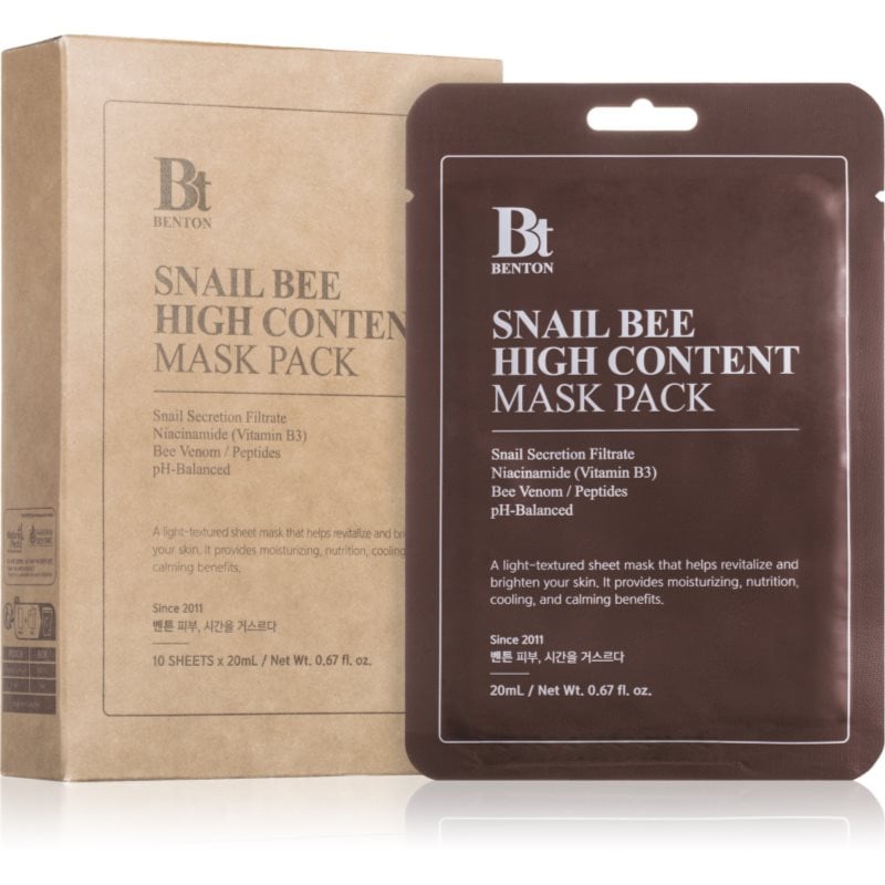 Benton Snail Bee платнена маска за цялостна грижа с екстракт от охлюви 10 ×