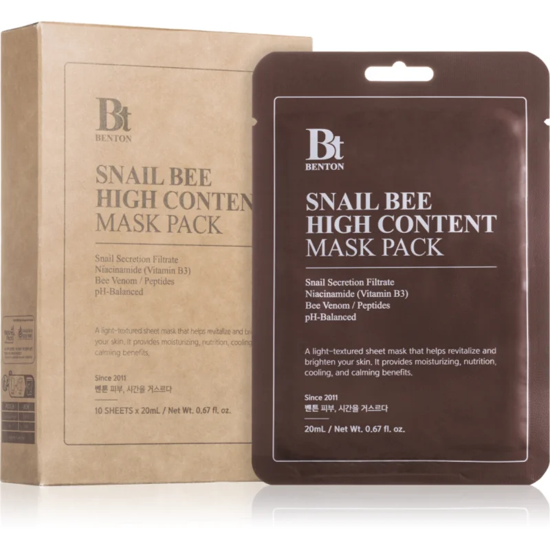 Benton Snail Bee платнена маска за цялостна грижа с екстракт от охлюви 10 × - Грижа за лице - Сравни цени от 1 магазин с безплатна доставка