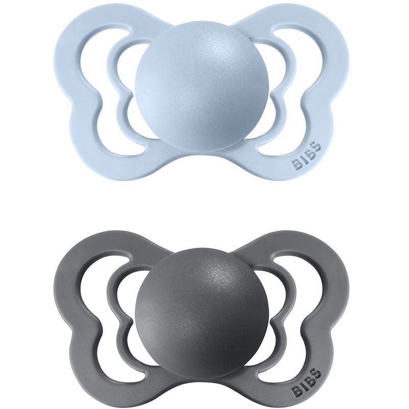 BIBS Couture Silicone Size 1: 0+ months биберон Iron / Baby Blue - За деца - Сравни цени от 1 магазин с безплатна доставка