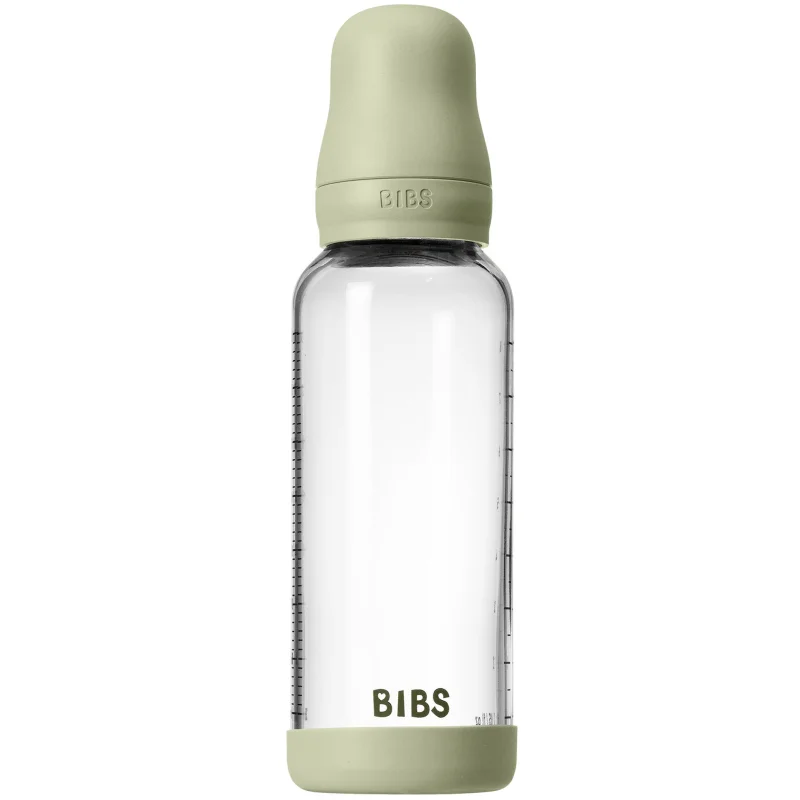 BIBS Baby Glass Bottle Silicone шише против колики със силиконова приставка за пиене Sage - За деца - Сравни цени от 1 магазин с безплатна доставка
