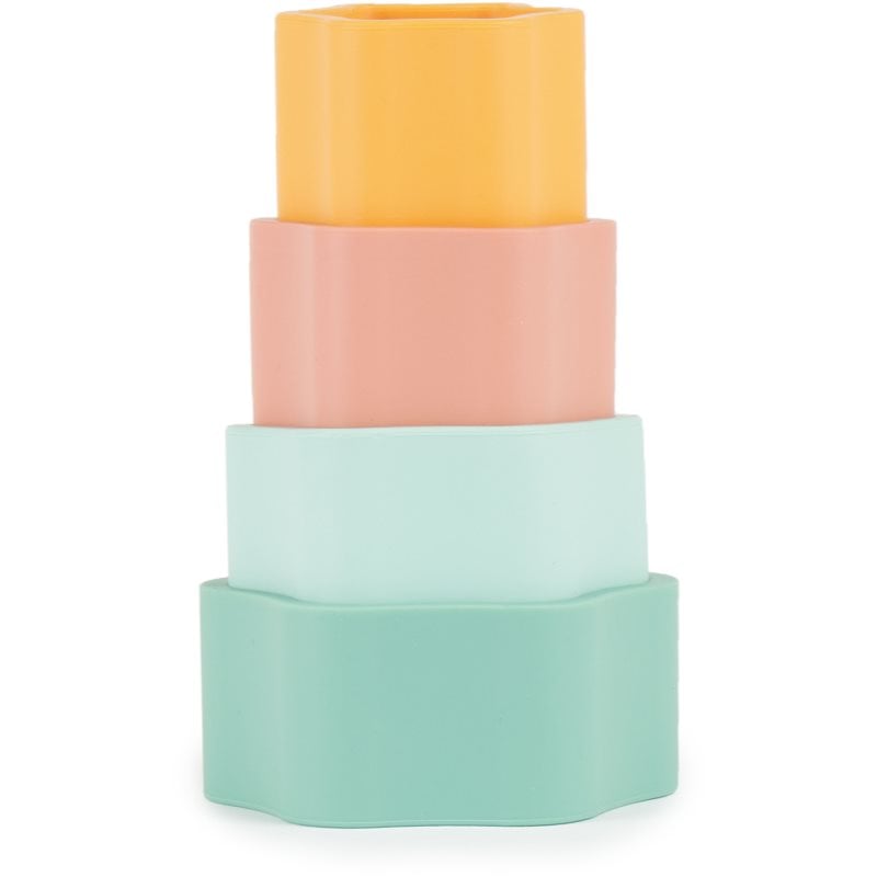 Bieco Silicone Stacking Tower Flower играчка за подреждане 12 m+ Tropical Vibes
