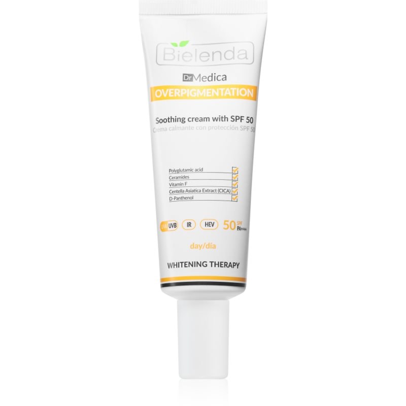 Bielenda Dr Medica Overpigmentation успокояващ дневен крем SPF 50 - Грижа за лице - Сравни цени от 1 магазин с безплатна доставка