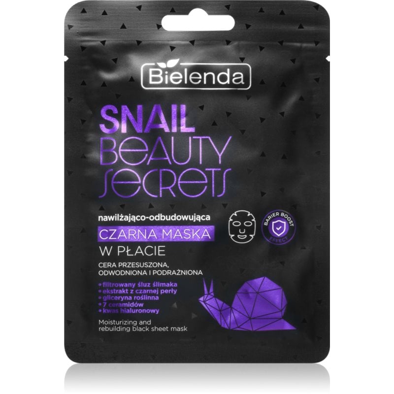 Bielenda Snail Beauty Secrets хидратираща платнена маска за суха и раздразнена кожа