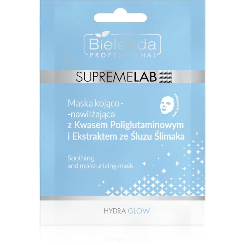Bielenda Professional Supremelab Hydra Glow хидратираща платнена маска с екстракт от охлюви