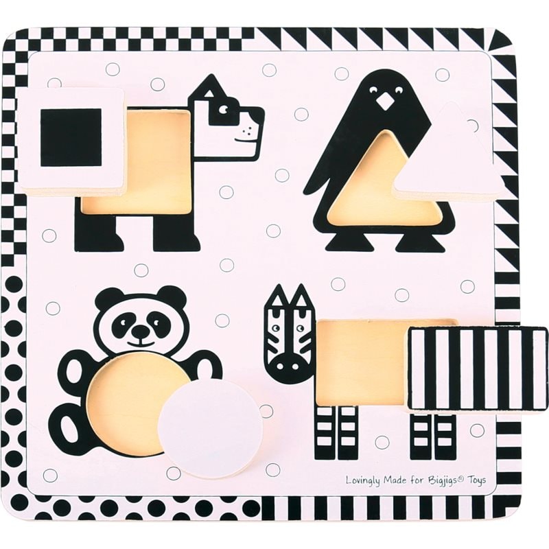 Bigjigs Toys Black & White Shape Puzzle играчка сортер 10m+ - За деца - Сравни цени от 1 магазин с безплатна доставка