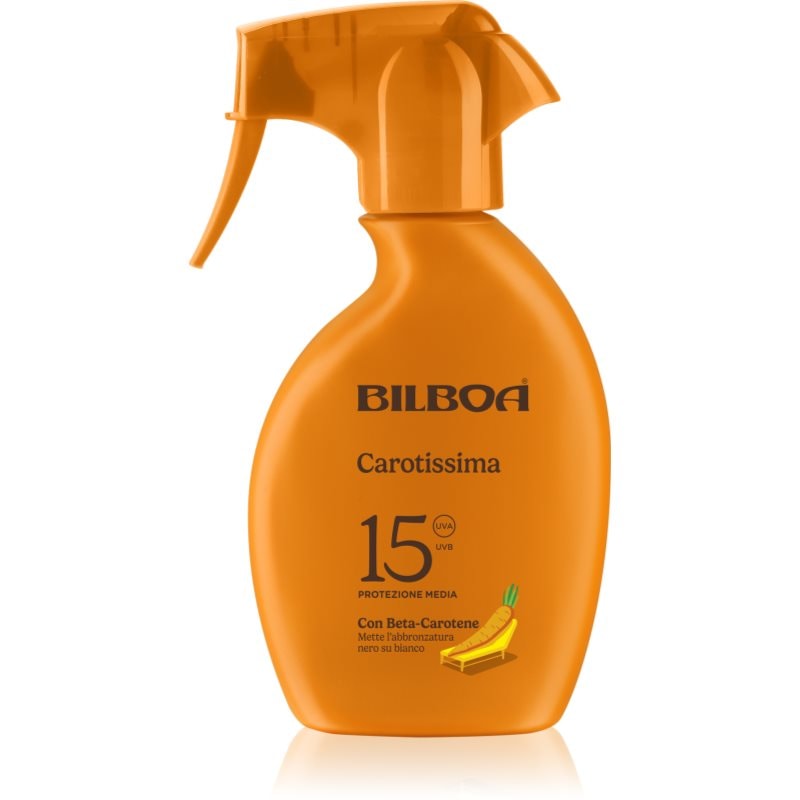 Bilboa Carotissima Trigger слънцезащитен спрей с бета каротин SPF 15 - Грижа за тяло - Сравни цени от 1 магазин с безплатна доставка