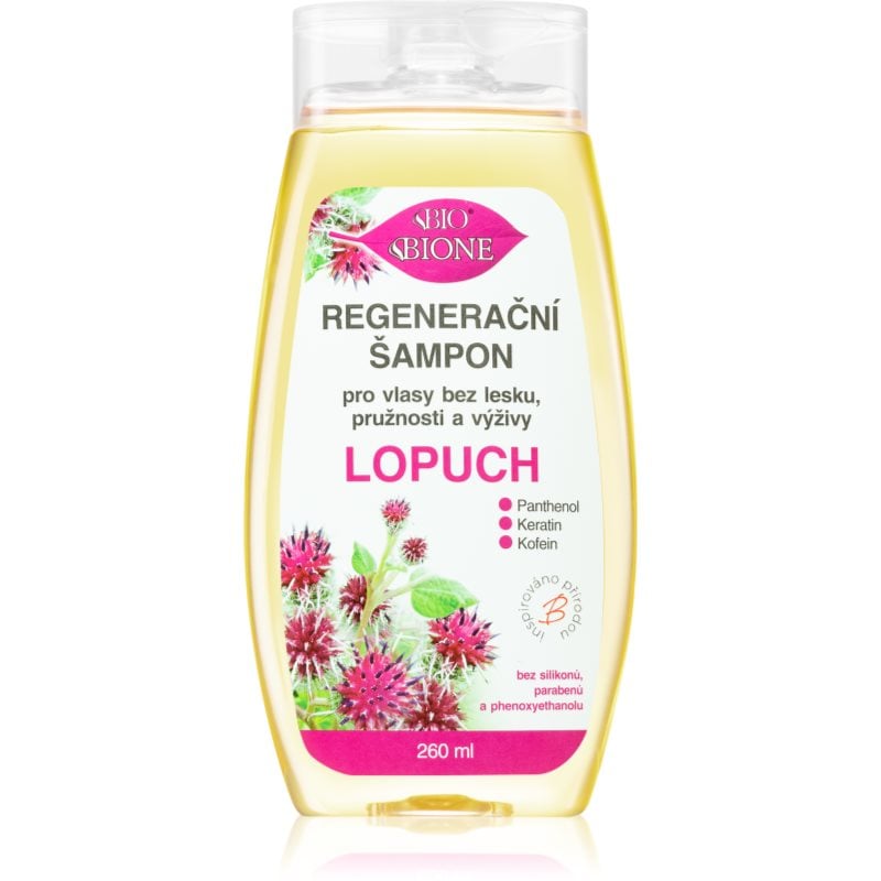 Bione Cosmetics Burdock регенериращ шампоан за блясък и мекота на косата