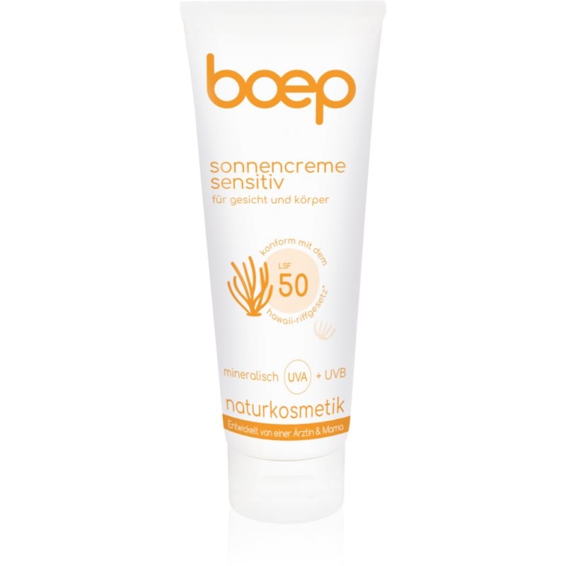 Boep Boep Natural Sun Cream Sensitive слънцезащитен крем SPF 50 - Унисекс парфюм 100мл - Сравни цени от 1 магазин с безплатна доставка