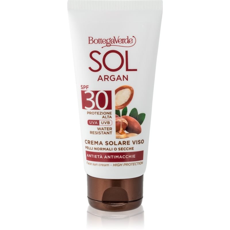 Bottega Verde Bottega Verde Sol Argan слънцезащитен крем Против тъмни петна SPF 30 - Унисекс парфюм 50мл - Сравни цени от 1 магазин с безплатна доставка