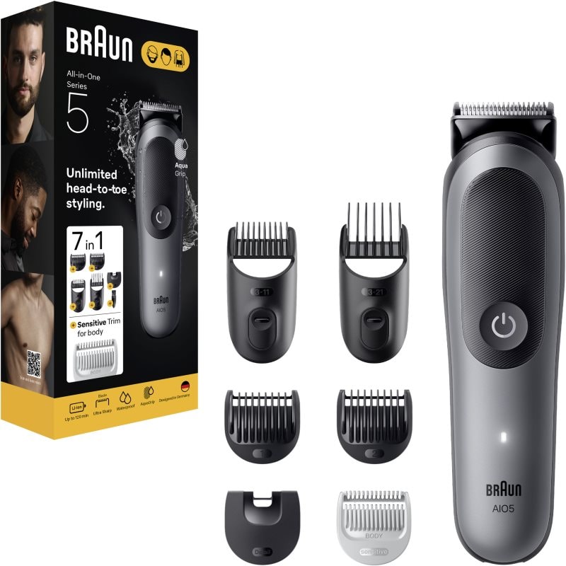 Braun All-In-One Series 5 AIO5520 комплект за грижа за косата и тялото 7 в 1 - Комплект - Сравни цени от 1 магазин с безплатна доставка