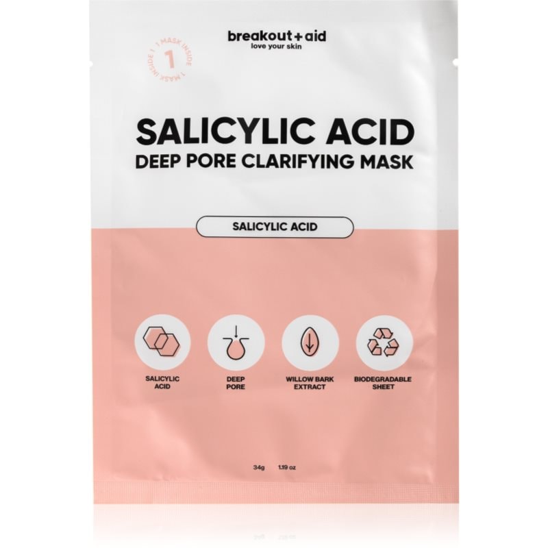 breakout + aid Salicylic Acid Deep Pore Clarifying Mask платнена маска със салицилова киселина - Грижа за лице - Сравни цени от 1 магазин с безплатна доставка