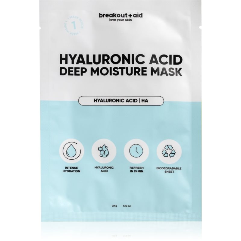 breakout + aid Hyaluronic Acid Deep Moisture Mask хидратираща платнена маска с хиалуронова киселина - Грижа за лице - Сравни цени от 1 магазин с безплатна доставка