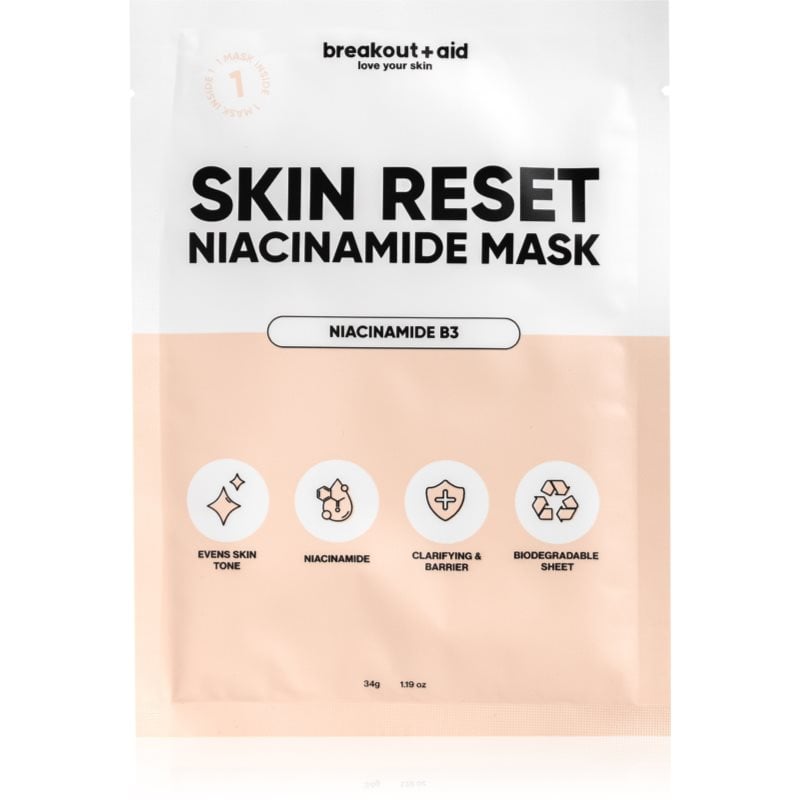 breakout + aid Skin Reset Niacinamide Mask платнена маска с ниацинамид