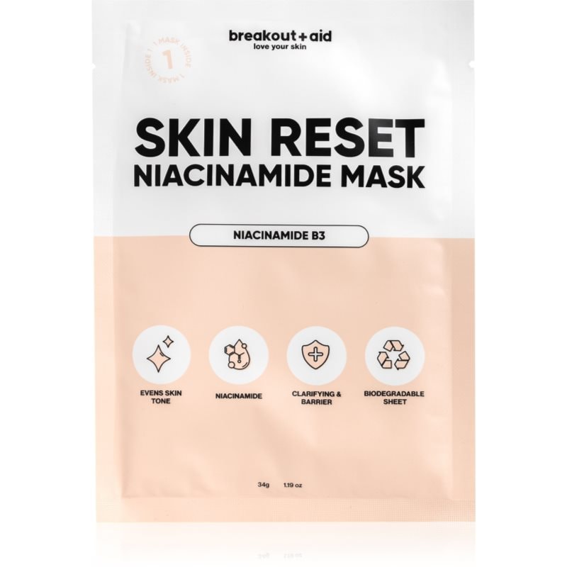 breakout + aid Skin Reset Niacinamide Mask платнена маска с ниацинамид - Грижа за лице - Сравни цени от 1 магазин с безплатна доставка