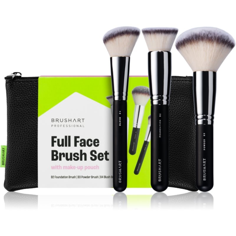 BrushArt Professional Full Face brush set with makeup pouch Комплект четки с чантичка Black - Комплект - Сравни цени от 1 магазин с безплатна доставка