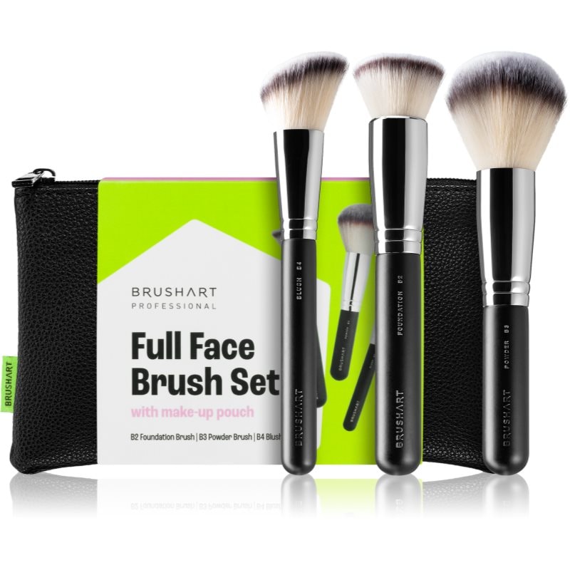 BrushArt BrushArt Professional Full Face brush set with makeup pouch Комплект четки с чантичка Black - Унисекс парфюм - Сравни цени от 1 магазин с безплатна доставка