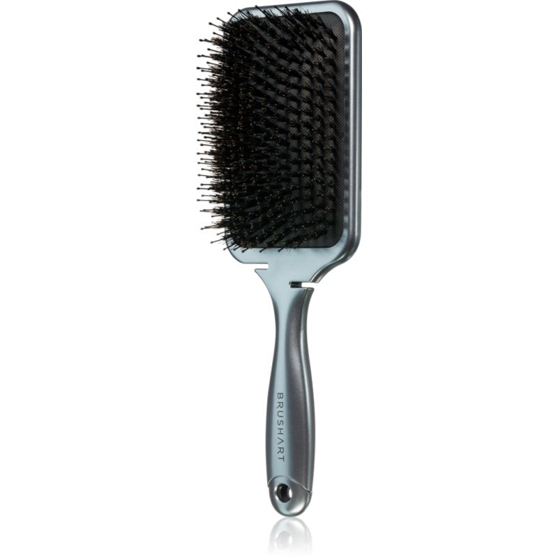 BrushArt Hair Boar bristle paddle hairbrush Четка за коса с косми от глиган Metallic Black