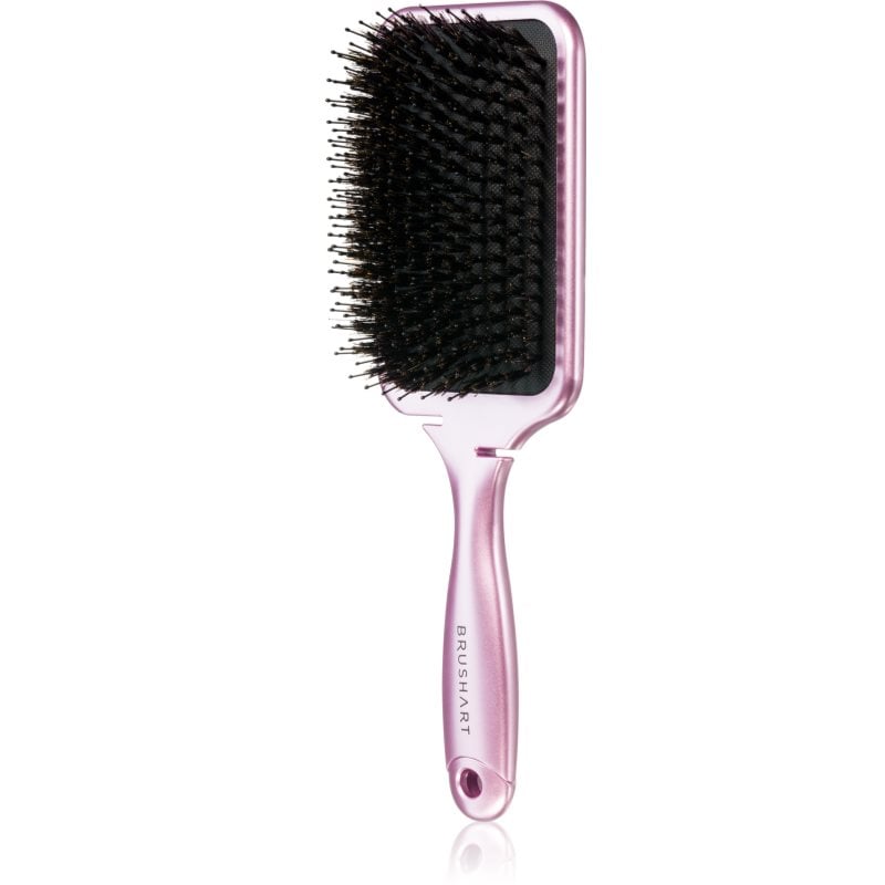 BrushArt Hair Boar bristle paddle hairbrush Четка за коса с косми от глиган Metalic Pink