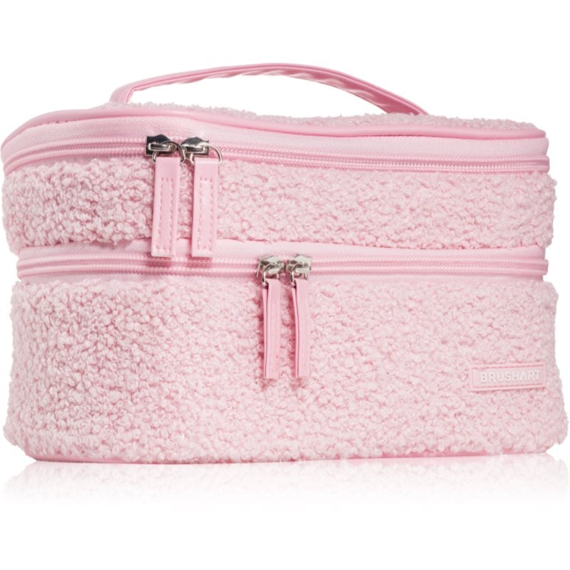 BrushArt Accessories Double-layered fluffy make-up bag чантичка с две отделения Light pink