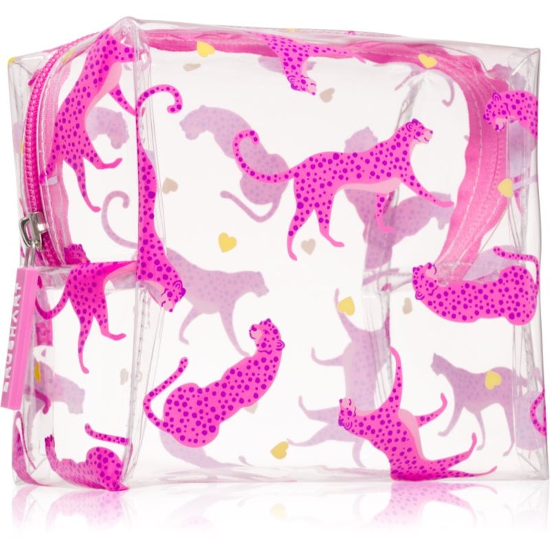 BrushArt Accessories Transparent cosmetic bag прозрачна козметична чантичка Cheetah in love 15 x