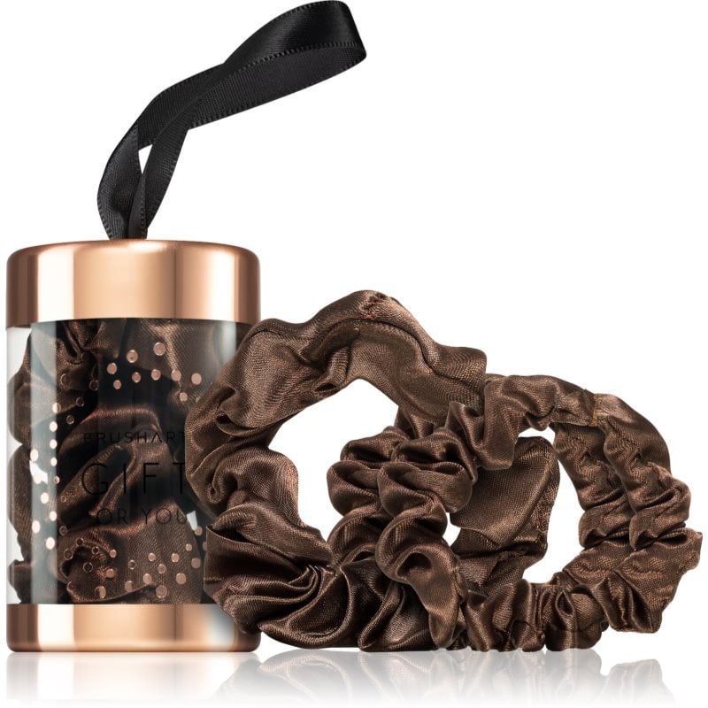 BrushArt Gift for You Slim & Midi satin scrunchie set ластици за коса Chocolate brown